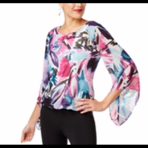 Alfani Tops - Alfani Angel Sleeve Sweeping Petals Top Size L - NWT